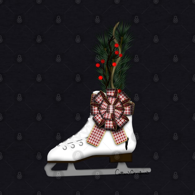 Ice Skate Christmas Decoration with Tartan Bow by ButterflyInTheAttic
